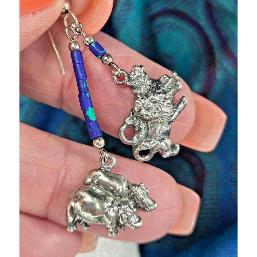 RARE Dakota West Schube Sterling Silver Animal Pairs Noah's Ark Earrings 925 1.5 - Picture 3 of 13